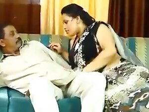 Indian old man with junior girl romace