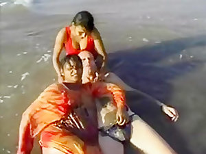 Two Indian Call Girls Enjoying White Meat At Beach In India Singing Hindi Song Too