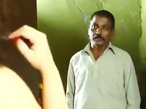 Indian old man with junior girl romace