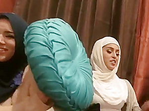 Shy Arab Princess foursome sex with hijab friends in party