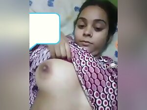 Today Exclusive- Cute Desi Girl Showing Her Boobs On Video Call