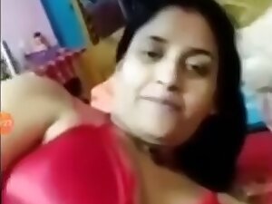Booby Bhabhi Stripping Off Red Night Gown