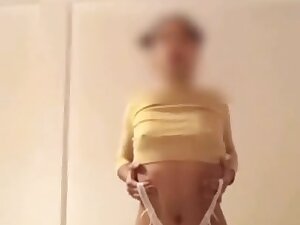 Sexy Girl Takes Off Her Panties. Cute Moans