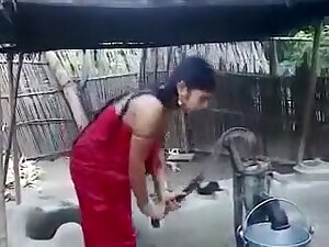 Indian Girl Open Air Shower