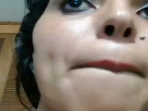 Chubby indian chick rubbing on webcam