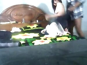 Indian cute girl with bf at home
