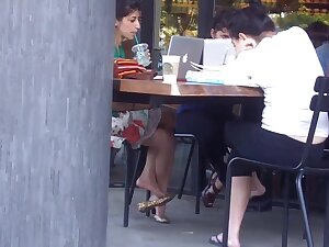 Candid double crossed legs by a sexy indian girl